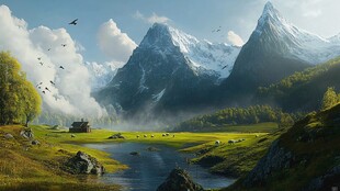宽屏风景画