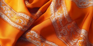 桔色丝绸花卉纹丝绒