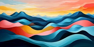 高端山水线包装插画