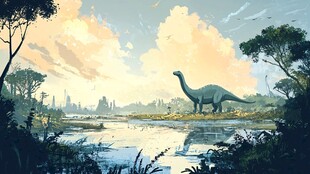 手绘恐龙场景图