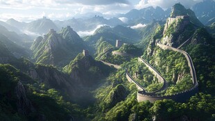 蜿蜒曲折长城美景