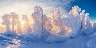 雪景日出全景