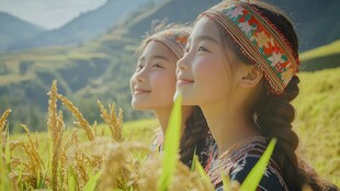 稻谷丰收姐弟情深