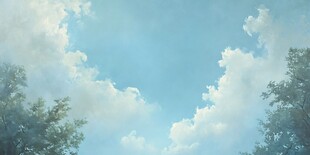 蓝天白云唯美插画