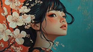 日系美女插画