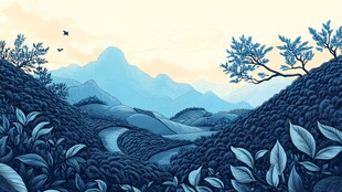茶山插画