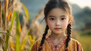 怡然自得的小女孩壁纸