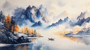 山水风景彩绘