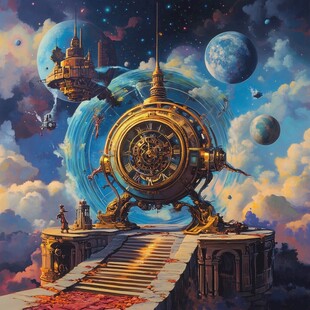 天界晓钟风景插画