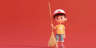 扛扫帚的环卫工