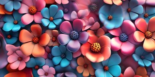 3d浮雕缤纷花卉