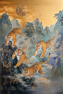 猛虎下山工艺画