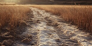 雪地光影芦苇荡