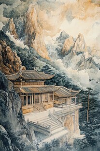 北欧美式天宫风景画