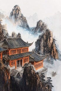 新中式楼阁皇宫山水