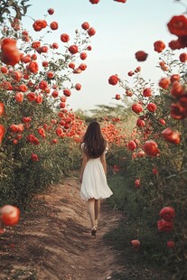 花丛女人背影