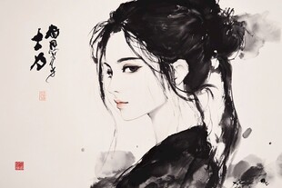 水墨美女画