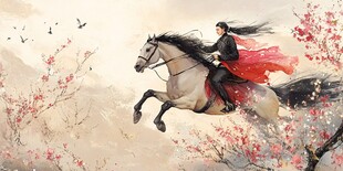 骑马的红衣少女