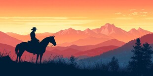 雪峰下的骑马人