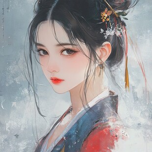 古风美女头像插画封面