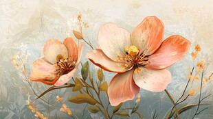 高精手绘黄金拉丝花卉