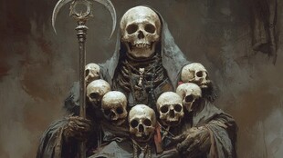 恐怖的南瓜骷髅壁画