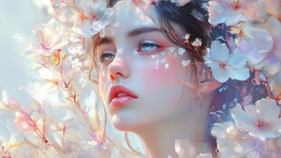 唯美花下少女