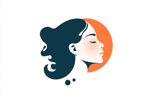 女性侧脸标志logo