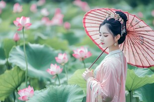 荷花写真古装汉服