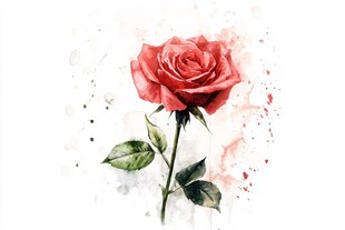 水墨玫瑰花水墨花卉