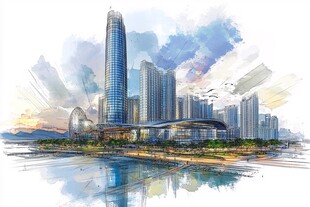 手绘横琴金融中心