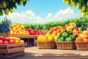 芒果采摘园插画