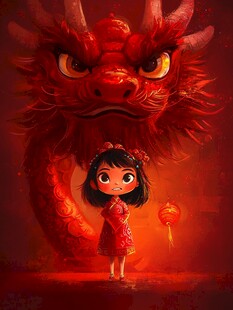 龙年小女孩插画
