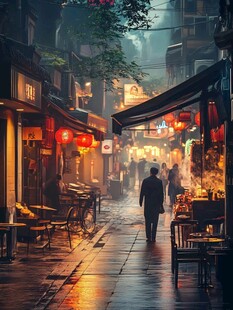 古街阴雨天