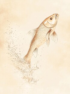禅意招财鲤鱼插画
