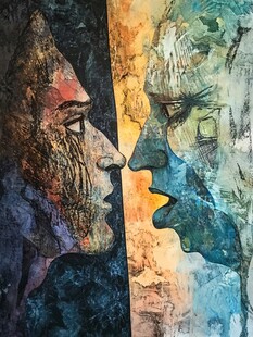 人脸色块拼接装饰画