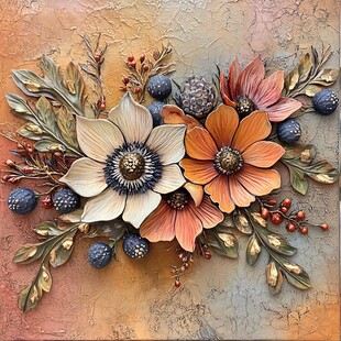 立体手绘金属花卉