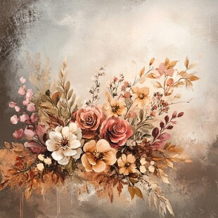 秋色手绘花艺素材