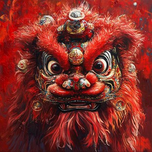 舞狮油画
