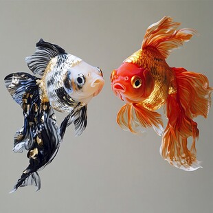 两只立体的大金鱼
