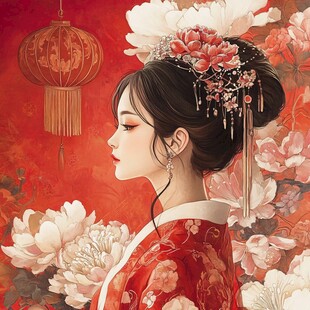 古风美女头像插画封面