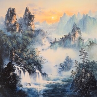 巨幅山水日出