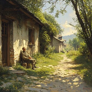 怀旧场景油画