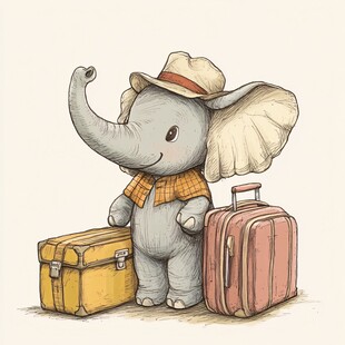q版大象手绘插画