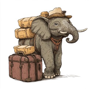 q版大象手绘插画