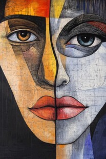 人脸色块拼接装饰画