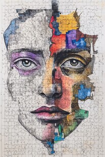 人脸色块拼接装饰画