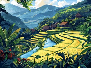 农村风景插画