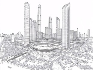 京基金融中心广场线稿