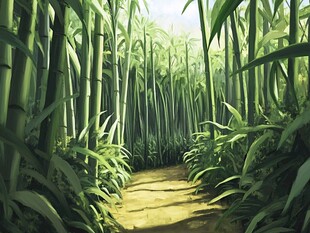 甘蔗林插画
